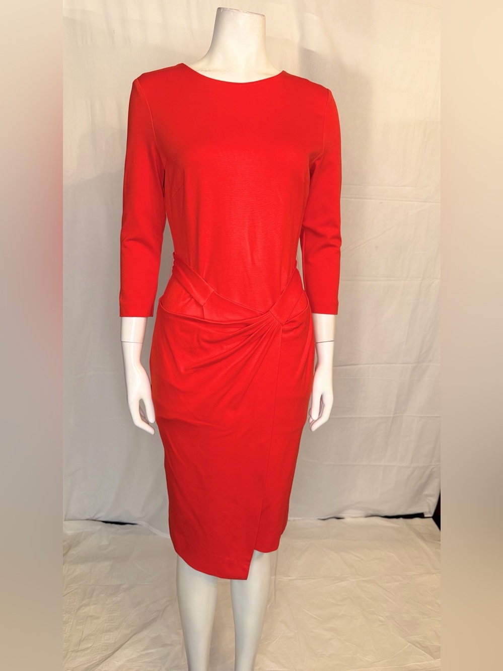 Escada Vibrant Red Twist-Waist Sheath Dress